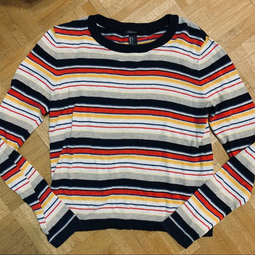 forever 21 colorful primary stripe sweater top